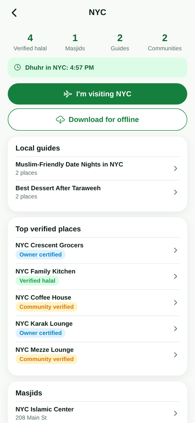Suhbah city guide screen