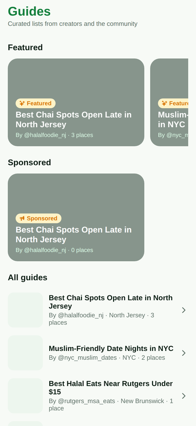Suhbah guides screen